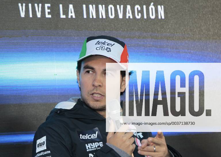 Formula one pilot Sergio Perez delivers a press conference PK Pressekonferenz in Mexico City, Mexico, 24 October 2018. Mexican Sergio Checo Perez, of Force India, wished that it rains during the Mexico Formula One Grand Prix so that the conditions are more equal for all the pilots. Checo Perez summons the rain for the Mexico Grand Prix !ACHTUNG: NUR REDAKTIONELLE NUTZUNG!