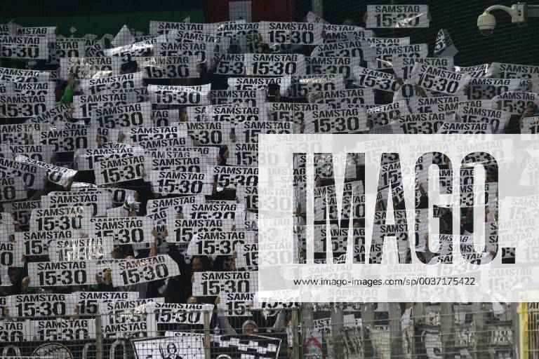 SC Freiburg Borussia Moenchengladbach Fan Block Borussia Moenchengladbach with posters kick-off Saturday 3