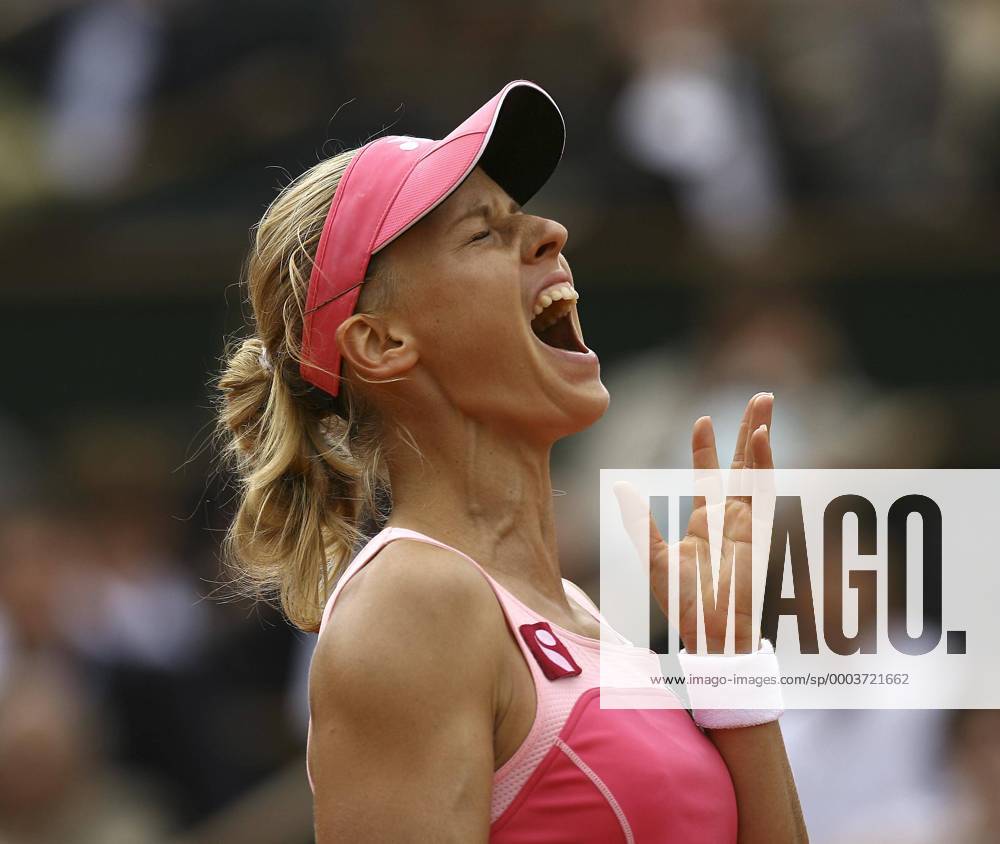 Elena Dementieva (Russland) verzweifelt Tennis Damen French Open 2008, Grand Slam, WTA Tour Einzelbild Roland Garros Paris Enttäuschung, Verzweiflung,