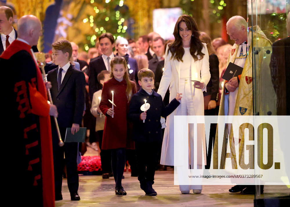 The Royal Family Attend The Together At Christmas Carol Service Catherine, Princess of Wales, Prince Louis of Wales, Princess Charlotte of Wales and Prince George of Wales process out of The Together At Christmas Carol Service at Westminster Abbey on December 08, 2023 in London, England. Spearheaded by The Princess of Wales, and supported by The Royal Foundation, the service is a moment to bring people together at Christmas time and recognise those who have gone above and beyond to help others throughout the year., Credit:Chris Jackson Avalon United Kingdom, England, London, Westminster Abbey