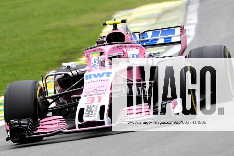 French Formula One driver Esteban Ocon of Racing Point Force India in action during the second practice session of the 2018 Formula One Grand Prix of Brazil at the Interlagos racetrack in Sao Paulo, Brazil, 09 November 2018. The Brazil Formula One Gran Prix takes place on 11 November 2018. Formula One Grand Prix of Brazil !ACHTUNG: NUR REDAKTIONELLE NUTZUNG!