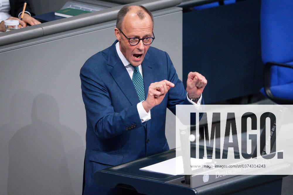 German Bundestag, 143rd plenary session Friedrich Merz CDU in portrait during his speech on the government declaration on the European Council at the 143rd session of the German Bundestag in Berlin, 13 12 2023 Berlin Berlin Germany