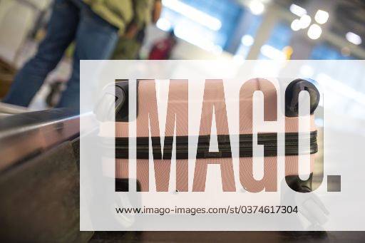 The luggage belt with suitcases being delivered to the passengers at the arrival terminal 22226016 RECORD DATE NOT STATED