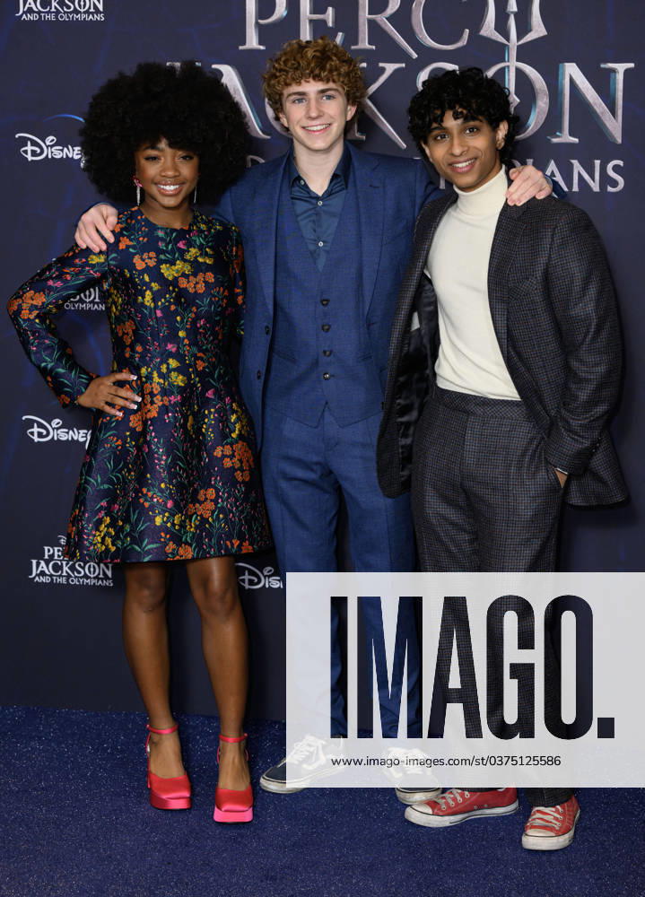 Bilder des Jahres 2023, Entertainment 12 Dezember Entertainment Themen der Woche KW50 Percy Jackson and The Olympians UK Premiere - London London, UK. December 16th, 2023. Leah Sava Jeffries, Walker Scobell and Aryan Simhadri at the Percy Jackson and The Olympians UK Premiere. Photo by Stuart Hardy ABACAPRESS.COM London London
