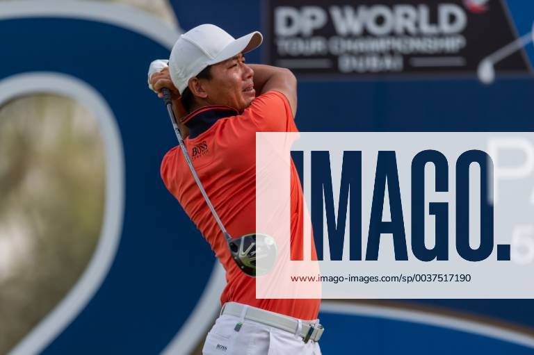 Ashun Wu of China tees off in round 2 during the DP World Tour Championship at Jumeirah Golf Estates, Dubai, UAE on 16 November 2018.