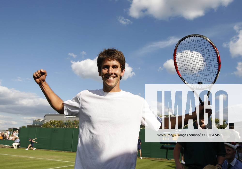 Simon Stadler (Deutschland) jubelt Tennis Herren All England Championships 2008, Grand Slam, ATP Tour Einzelbild Wimbledon London Freude,