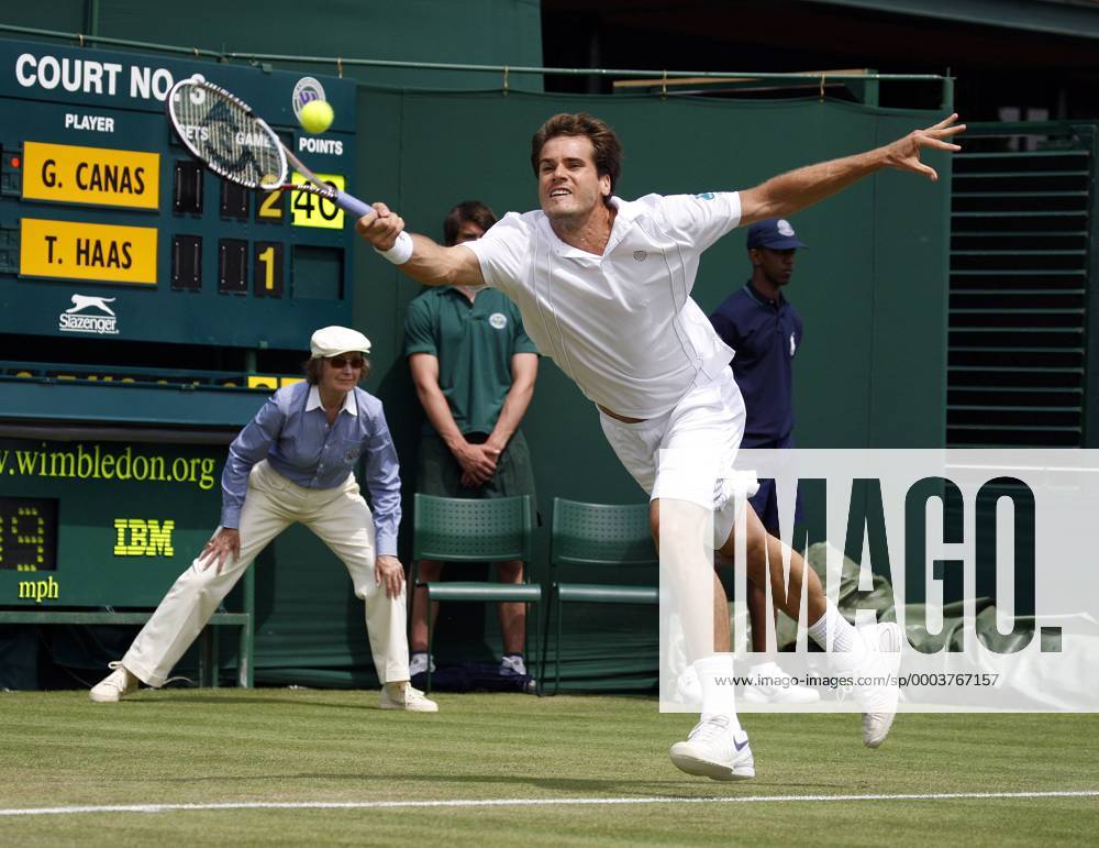 Thomas Haas (Deutschland) Tennis Herren All English Championships 2008, Grand Slam, ATP Tour Einzelbild Wimbledon London Dynamik,