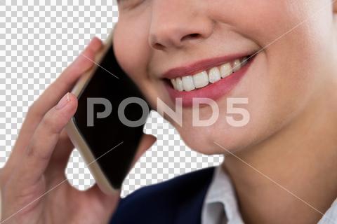Close up of smiling businesswoman talking on mobile phone One Person Young Adult Woman Female Caucasian Studio Shot Businesswoman Business Career Professional Profession Occupation Job Corporate Expertise Holding Smiling Cheerful Happy Calling On The Phone Phoning Phone Call Talking Conversation Interacting Speaking Smartphone Mobile Phone Cellphone Phone Wireless Technology Communication Connection Beautiful Pretty Mid Section