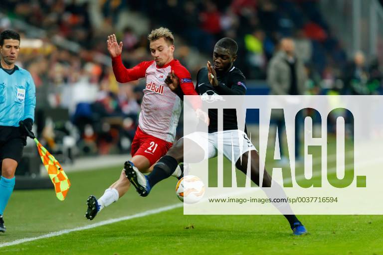 Austria Salzburg 29 11 2018 UEFA Europa League 2018 19 Season Preliminary Round Group Phase Group B 5 Matchday RB Salzburg RB Leipzig RB Fredrik Gulbrandsenv RBS and Dayot Upamecano RBL in the duel DeFodi507