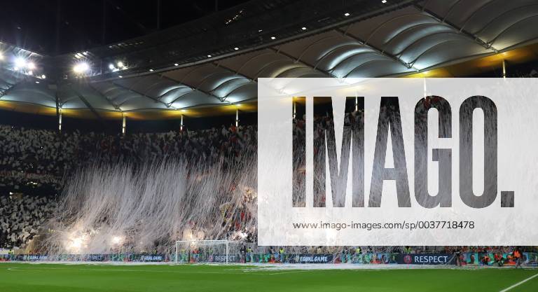 GER Frankfurt am Main Commerzbankarena Europa League Eintracht Frankfurt SGE Olympique Marseille brilliant choreography of the fans Ultras in the curve DFL regulations prohibit any use of photographs as image sequences and or quasi video