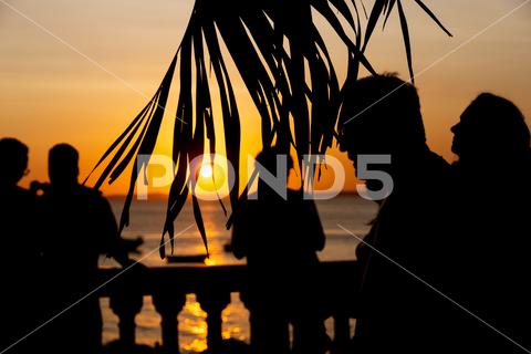 Silhouette of branches and people watching the sunset at Porto da Barra in the city of Salvador, Bahia. sunset Porto da Barra travel silhouette people boats yellow dramatic tree branches beach balustrade wall nautical nature architecture vacation tourist summer tourism brazilian coast trip destination building fun seaside sunlight relax hill building sea bathing sea bar destination famous people outdoors tropical urban culture Bahia fortification urban landscape panorama coastline leisure water Salvador