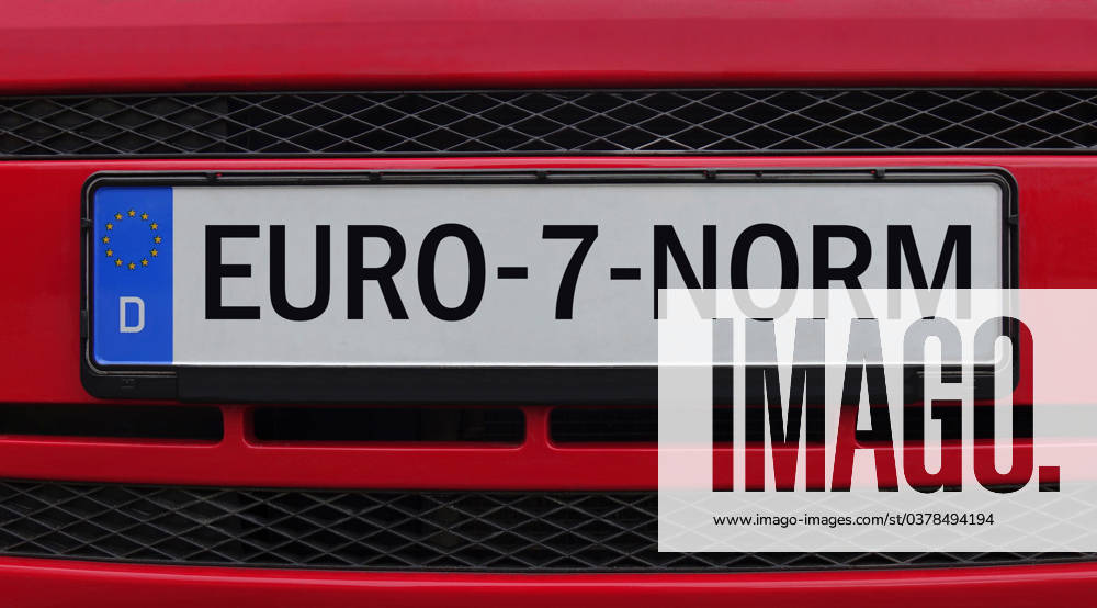 License plate with lettering Euro 7 Norm License plate with lettering Euro 7 Norm, 20 12 2023, Borkwalde, Brandenburg, On a license plate is the lettering Euro 7 Norm