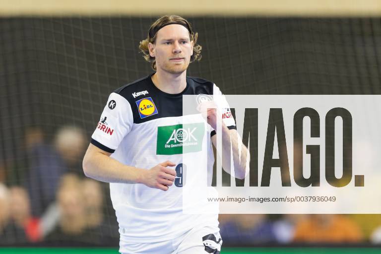Tobias Reichmann No 9 Germany is happy about a goal Germany vs Poland Handball Test match 12 12 18 Rostock Mecklenburg Vorpommern Germany StadtHalle