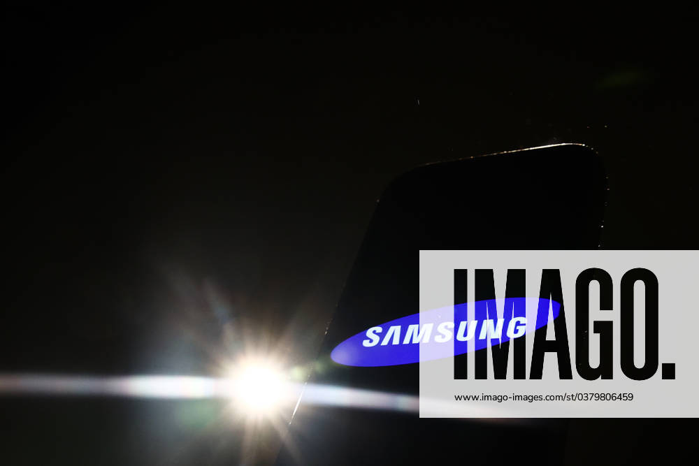Popular Apps And IT Companies Photo Illustrations Lights and Samsung logo displayed on a phone screen are seen in this illustration photo taken in Krakow, Poland on December 27, 2023. Krakow Poland