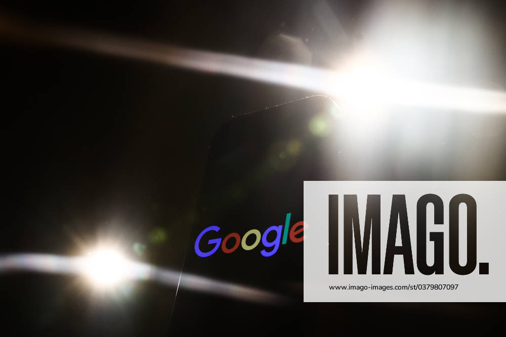 Popular Apps And IT Companies Photo Illustrations Lights and Google logo displayed on a phone screen are seen in this illustration photo taken in Krakow, Poland on December 27, 2023. Krakow Poland