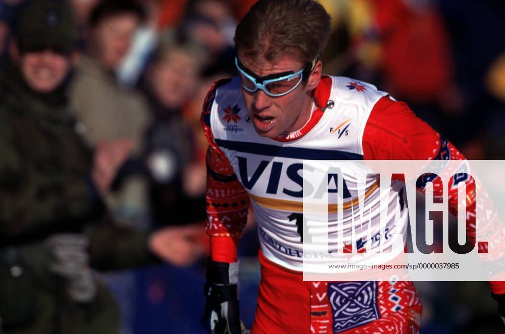 Björn Daehlie in der Loipe Nordischer Skilauf WM Herren Skilanglauf, Langlauf, Ski Nordisch, Nordischer Skisport: Weltmeisterschaft, Freier Stil Einzelbild Trondheim Dynamik,