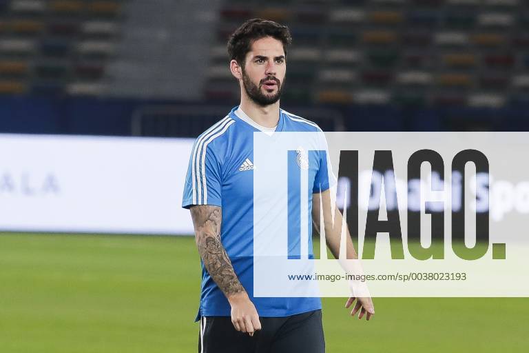 Abu Dhabi, Abu Dhabi, United Arab Emirates - December 21, 2018 - Abu Dhabi, United Arab Emirates - - FIFA Club World Cup UAE 2018: Official press conference PK Pressekonferenz prior to the final of the world cup: Isco Alarc n of Real Madrid during training previous at the final FIFA Club World Cup UAE 2018: Press conference prior to the final of the world cup.Dec 21th - ZUMAa178 20181221_zap_a178_019
