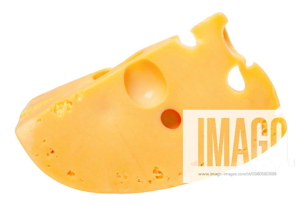 Piece of cheese isolated on white background