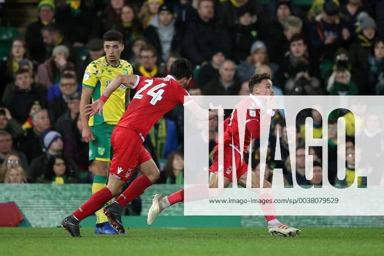 Norwich City v Nottingham Forest Sky Bet Championship Matty Cash of Nottingham Forest celebrates scoring his sides 1st goal during the Sky Bet Championship match at Carrow Road, Norwich Content Not Available For UK Newspapers