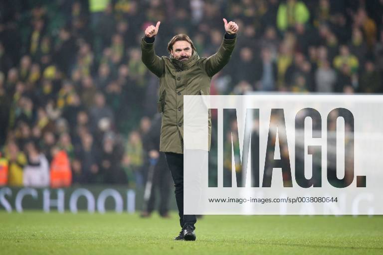 Norwich City v Nottingham Forest Sky Bet Championship Norwich Head Coach Daniel Farke celebrates his side?s hard earned point with the home fans at the end of the Sky Bet Championship match at Carrow Road, Norwich Content Not Available For UK Newspapers