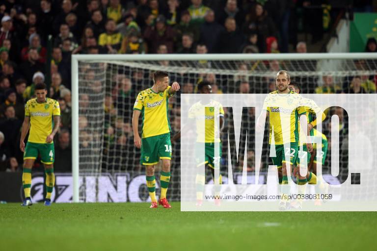 Norwich City v Nottingham Forest Sky Bet Championship The Norwich players look dejected after conceding their side?s 2nd goal during the Sky Bet Championship match at Carrow Road, Norwich Content Not Available For UK Newspapers