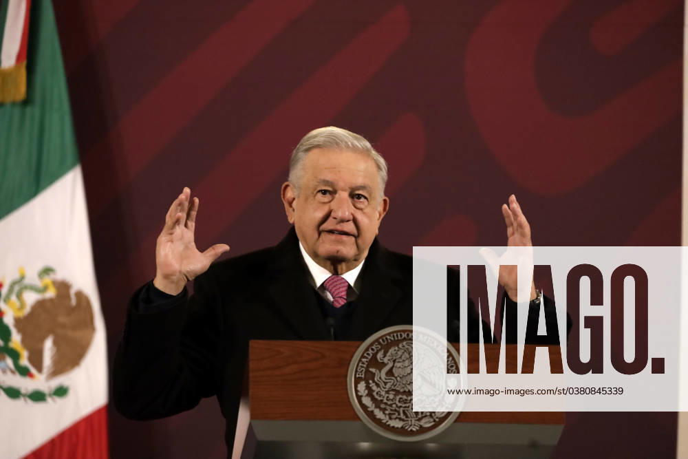 The President of Mexico, Andres Manuel Lopez Obrador announces the start of operations of the Mega Farmacia del Bienestar at the press conference at the National Palace. Featuring: Andres Manuel Lopez Obrador Where: Mexico City, Mexico When: 29 Dec 2023 Credit: EyePix INSTARimages . NOT FOR USE BY NEWSPAPERS BASED IN THE UK.