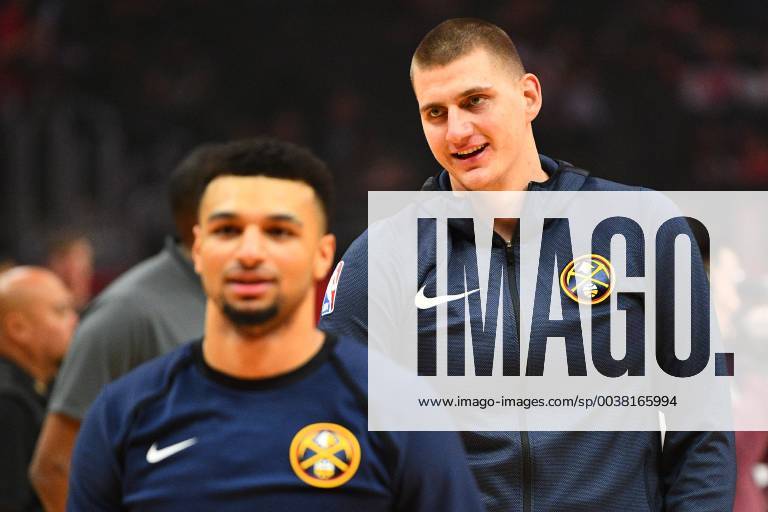 LOS ANGELES, CA - DECEMBER 22: Denver Nuggets Guard Jamal Murray (27) and Denver Nuggets Forward Nikola Jokic (15) look on before a NBA Basketball Herren USA game between the Denver Nuggets and the Los Angeles Clippers on December 22, 2018 at STAPLES Center in Los Angeles, CA. (Photo by Brian Rothmuller Icon Sportswire) NBA: DEC 22 Nuggets at Clippers Icon181222099
