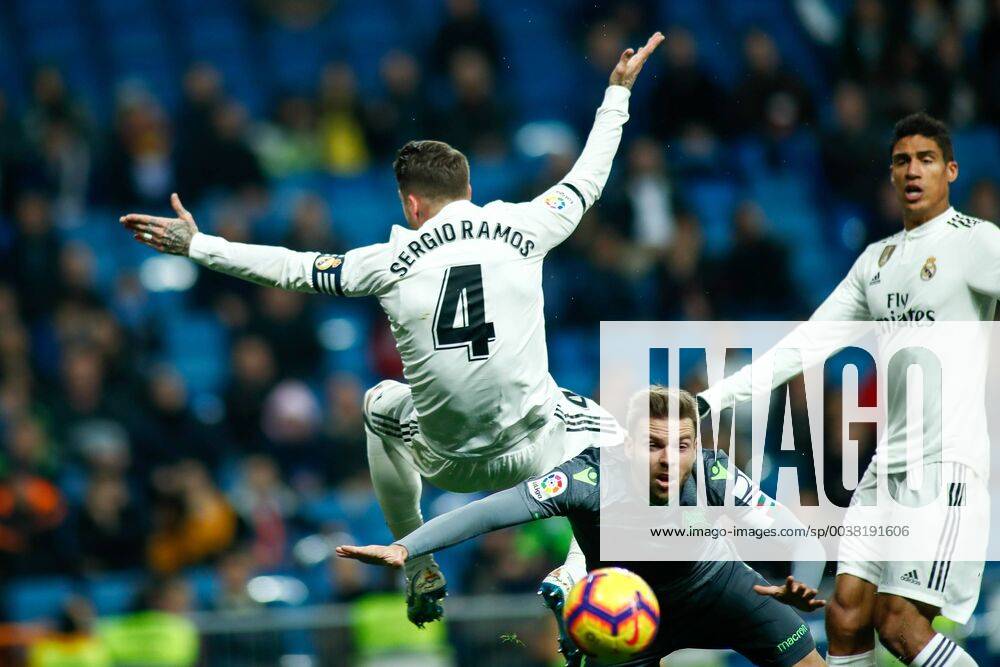 Madrid, Madrid, Spain - Sergio Ramos of Real Madrid protest during the spanish championship La Liga football match played between Real Madrid and Real Sociedad at Santiago Bernabeu stadium in Madrid, Spain. Jan 06th 2019. Soccer: La Liga - Real Madrid v Real Sociedad - ZUMAa181 20190106_zaa_a181_099