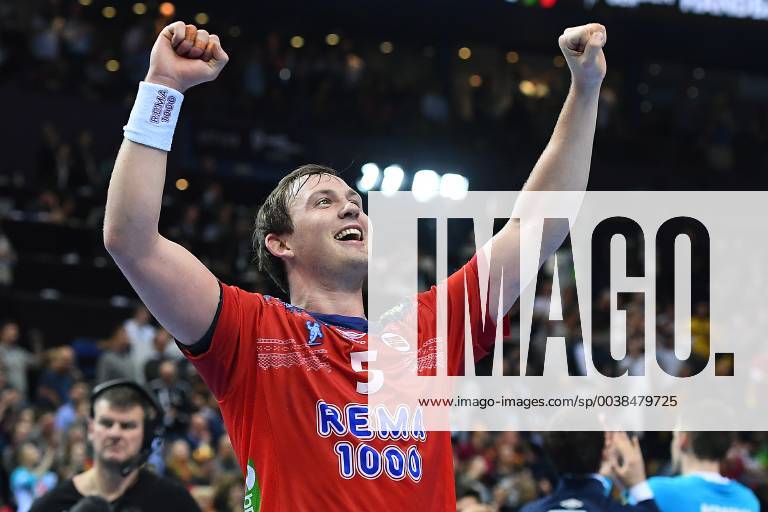 Handball World Cup semi-final Germany Norway on 25 01 2019 at the Barclaycard Arena in Hamburg Sander Sagosen Norway cheers xRx