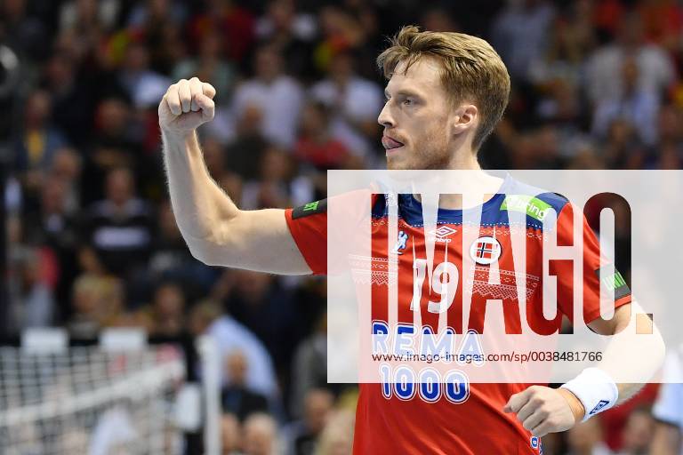 (190126) -- HAMBURG, Jan. 26, 2019 -- Kristian Bjornsen of Norway reacts during the IHF Men s Handball World Championship WM Weltmeisterschaft semifinals between Germany and Norway in Hamburg, Germany, on Jan. 25, 2019. Norway won 31-25. ) ) (SP)GERMANY-HAMBURG-MEN S HANDBALL-WORLD CHAMPIONSHIP-SEMIFINAL UlrichxHufnagel