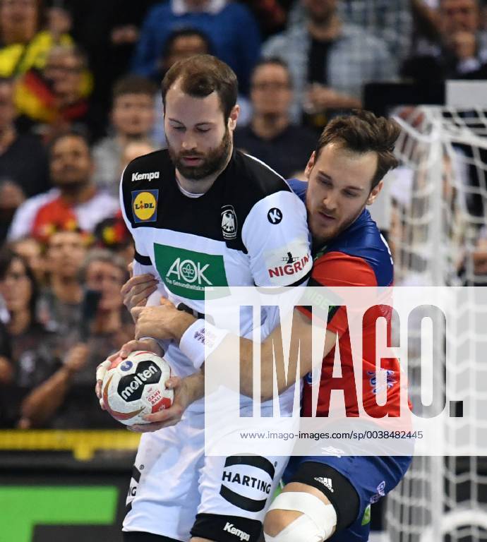 Steffen Fäth Germany and Christian O Sullivan Norway in duel Germany Norway Germany Norway IHF Handball World Championship 2019 Handball World Championship 2019 Men Men Men Men Handball Germany Germany Semifinals Match 2 half final Hamburg 25 1 2019