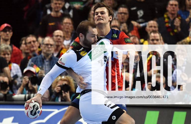 Steffen Fäth Germany and Magnus Rod Magnus Roed Norway in duel Germany Norway Germany Norway IHF Handball World Championship 2019 Handball World Championship 2019 Men Men Men Men Handball Germany Germany Semifinal Match 2 half final Hamburg 25 1 2019