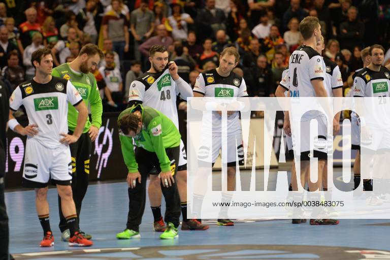 Handball Men World Championship 2019 in Germany and Denmark 2 Semifinals Germany Norway Disappointment after final whistle Uwe Gensheimer No 3 Germany TW Andreas Wolff No 33 Germany TW Silvio Heinevetter No 12 Germany Jannik Kohlbacher No 48 Germany Steffen Weinhold No 17 Germany Finn Lemke No 6 Germany 25 01 19