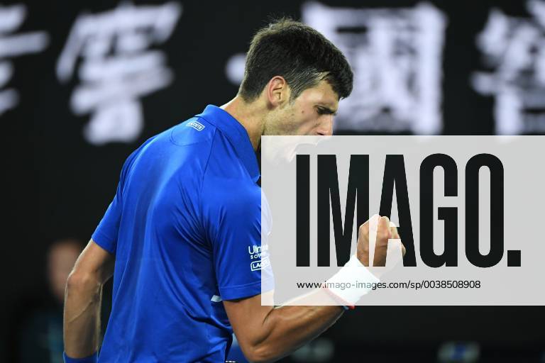 (190127) -- MELBOURNE, Jan. 27, 2019 -- Novak Djokovic of Serbia reacts the men s singles final match between Novak Djokovic of Serbia and Rafael Nadal of Spain at 2019 Australian Open in Melbourne, Australia, Jan. 27, 2019. Lui Siu Wai) (SP)AUSTRALIA-MELBOURNE-TENNIS-AUSTRALIAN OPEN-DAY 14 lvxiaowei