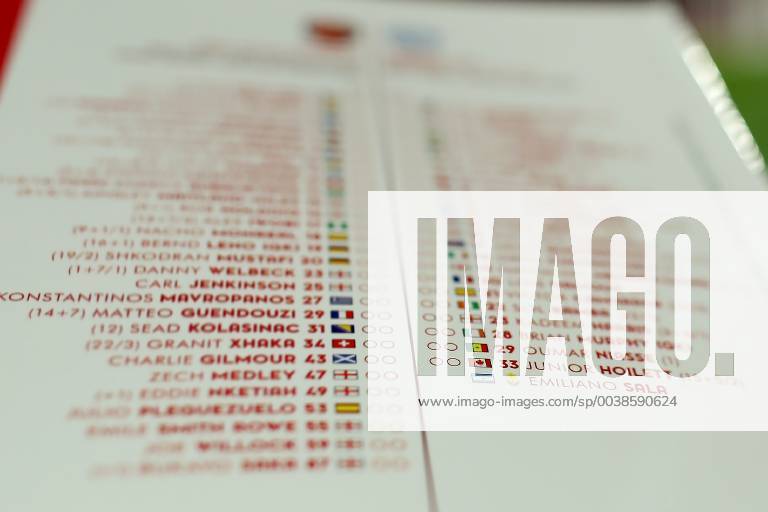 29th January 2019, Emirates Stadium, London, England; EPL Premier League Football, Arsenal versus Cardiff City; Emiliano Sala name is printed in the Cardiff City squad listing in the match day program ActionPlus12100809 ShaunxBrooks