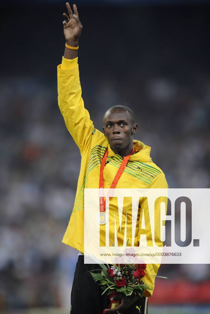 Usain Bolt (Jamaika) - Olympiasieger über 100m 2008 Leichtathletik OS Sommer Herren Olympische Spiele Peking 2008, Sommerspiele, 100m Einzelbild Peking