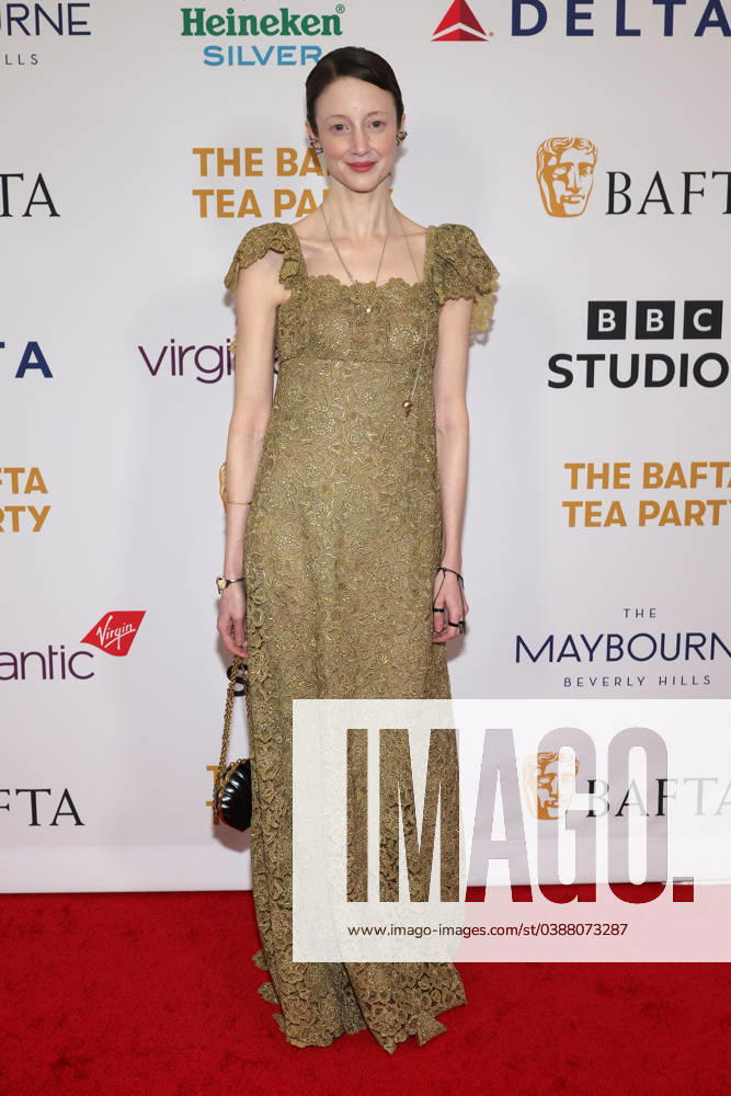 Celebrities attend The 2024 BAFTA Tea Party at The Maybourne Beverly Hills, United States Featuring: Andrea Riseborough Where: Beverly Hills, California, United States When: 13 Jan 2024 Credit: Faye s Vision Cover Images . NOT FOR USE BY NEWSPAPERS BASED IN THE UK.