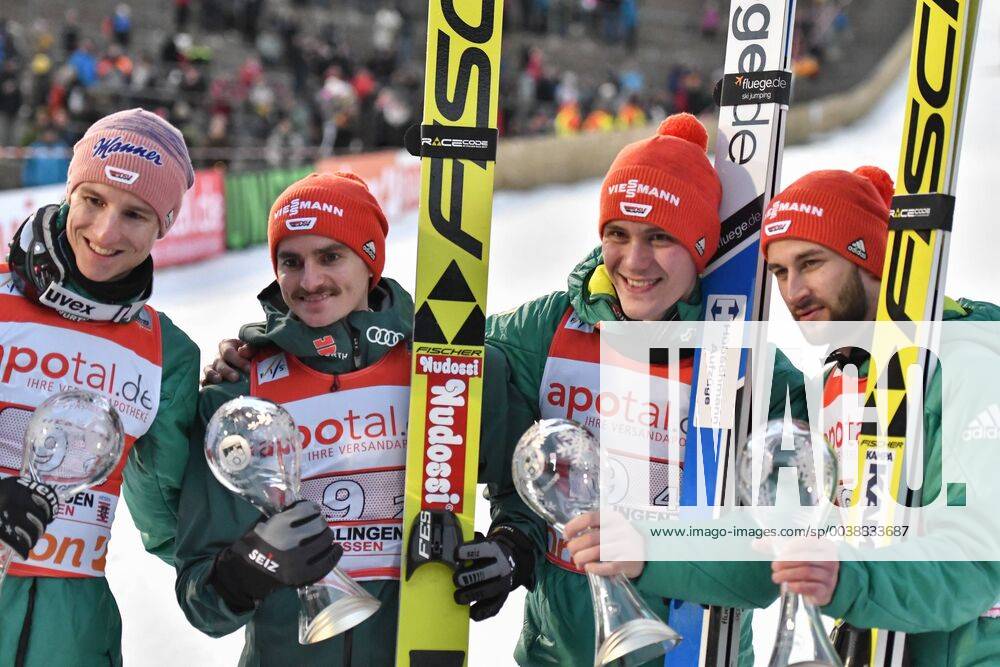 GER FIS Ski Jumping World Cup Willingen 2019 15 02 2019 Stadium at the Muehlenkopfschanze Willingen GER FIS Ski Jumping World Cup Willingen 2019 in the picture at the award ceremony the Taem of Germany Karl Geiger Richard Freitag Stephan Leyhe Markus Eisenbichler reached the 2 place in the team classification nordphotox xMauelshagen nph00321