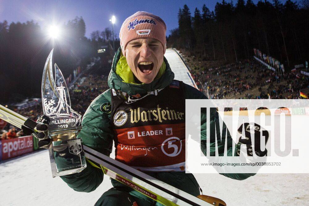 Karl Geiger Germany Winner of the World Cup Ski Jumping Mühlenkopfschanze Willingen Germany on 16 February 2019 World Cup Ski Jumping Willingen Germany on 16 February 2019