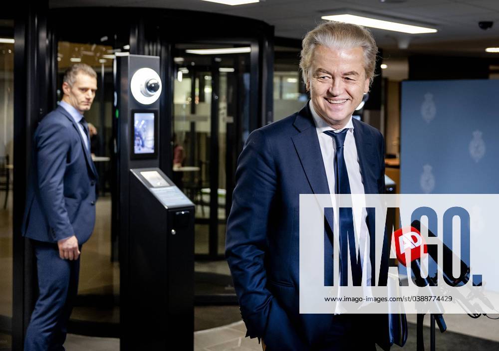 THE HAGUE - Geert Wilders (PVV) arrives for follow-up discussions with informant Ronald Plasterk. The political leaders of the four parties PVV, VVD, NSC and BBB continue to talk in The Hague, after meeting for three days on an estate to discuss a possible coalition. ANP REMKO DE WAAL netherlands out - belgium out