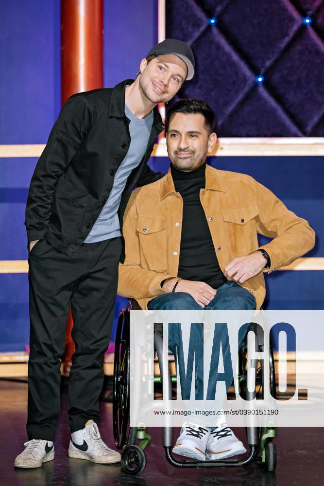 MDR Riverboat actors Tan Caglar and Jascha Rust on the occasion of the recording of the MDR talk show Riverboat on 19 01 2024 at Mediacity Leipzig 20240119SFL0035