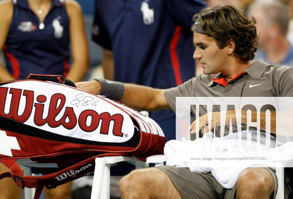 Roger Federer (Schweiz) - Tennis Herren US Open 2008, Grand Slam, ATP Tour, Tasche, Einzelbild Flushing Meadows New York, NY, N Y