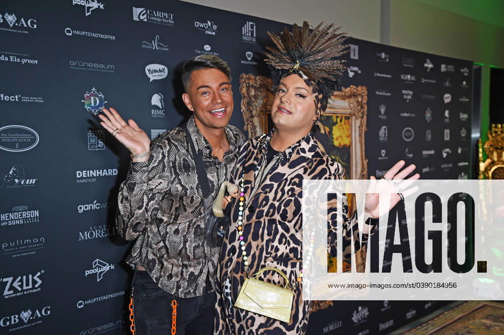 Julian F M Stöckel with friend Marcell Damaschke at the public viewing for the TV launch of Ich bin ein Star Holt mich hier raus at the Hotel Pullmann Schweizer Hof in Berlin on 19 01 2024