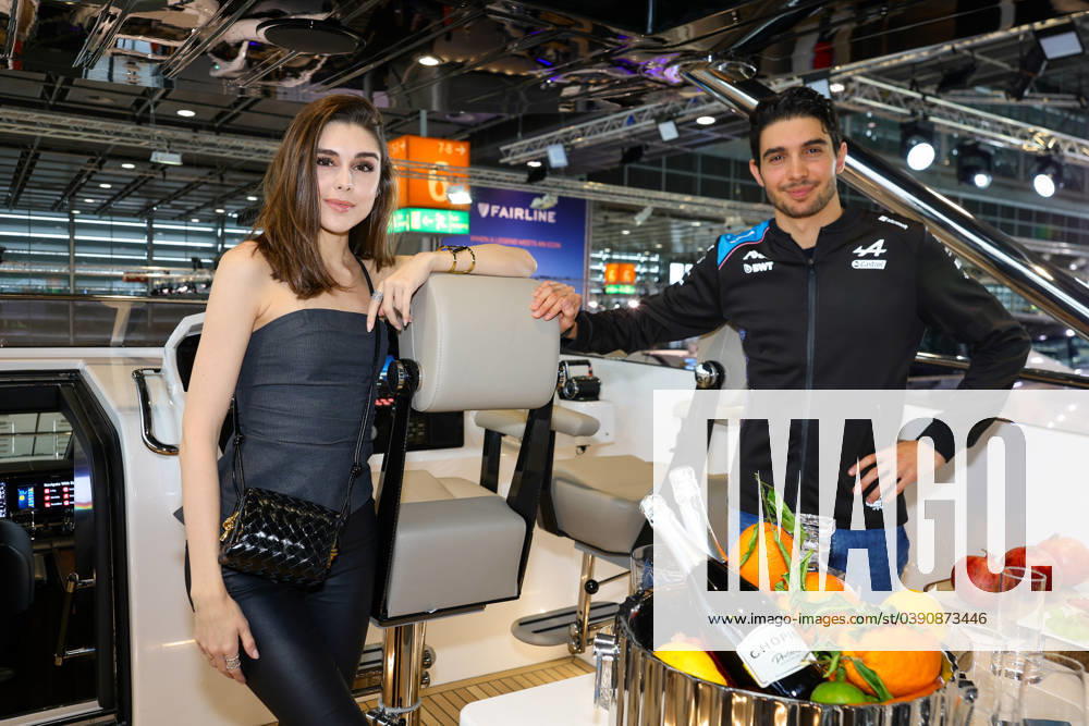 Boot 2024 PR event with ALPINE Formula 1 driver Esteban Ocon and top model Vivienne Oesch at Sunseeker Mero Yacht Sharing Düsseldorf boot 2024 Messe Düsseldorf NRW Germany