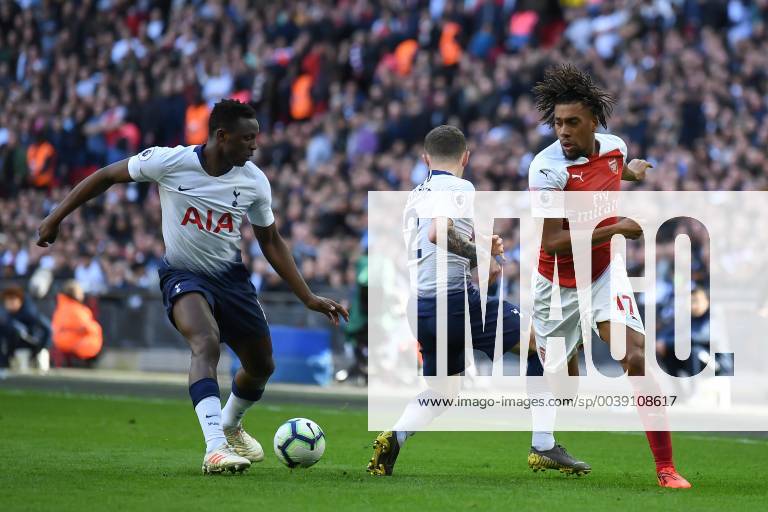 Tottenham Hotspur v Arsenal Premier League Alex Iwobi of Arsenal loses the ball to Victor Wanyama and Kieran Trippier of Tottenham Hotspur during the Premier League match at Wembley Stadium, London Content Not Available For UK Newspapers