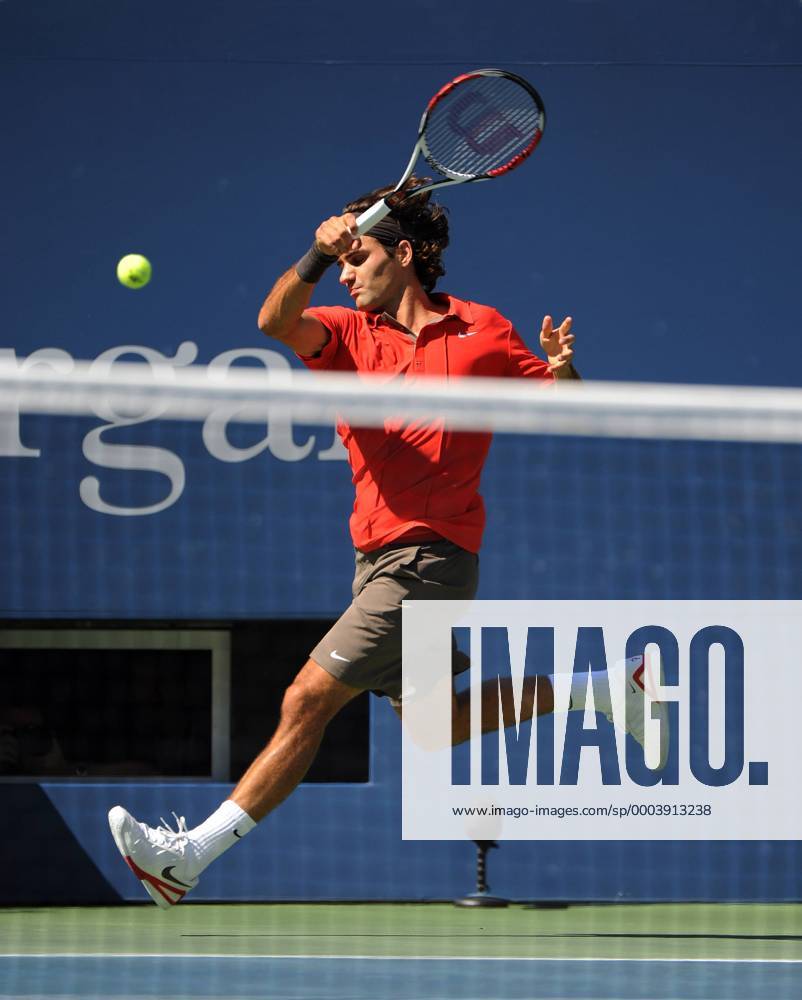Roger Federer (Schweiz) Tennis Herren US Open 2008, Grand Slam, ATP Tour Einzelbild Flushing Meadows New York, NY, N.Y. Dynamik,