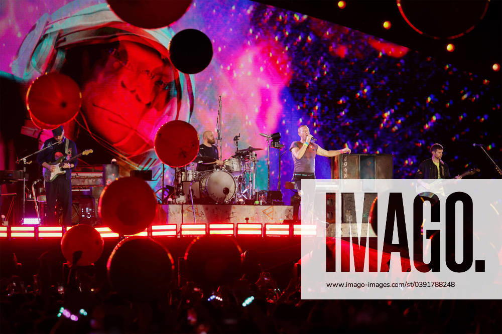 Chris Martin of Coldplay performing at the National Stadium, the first night of the bands six concerts, 23 January 2024. The Singapore shows are the bands longest Asian stint in their Music Of The Spheres world tour. SIngapore