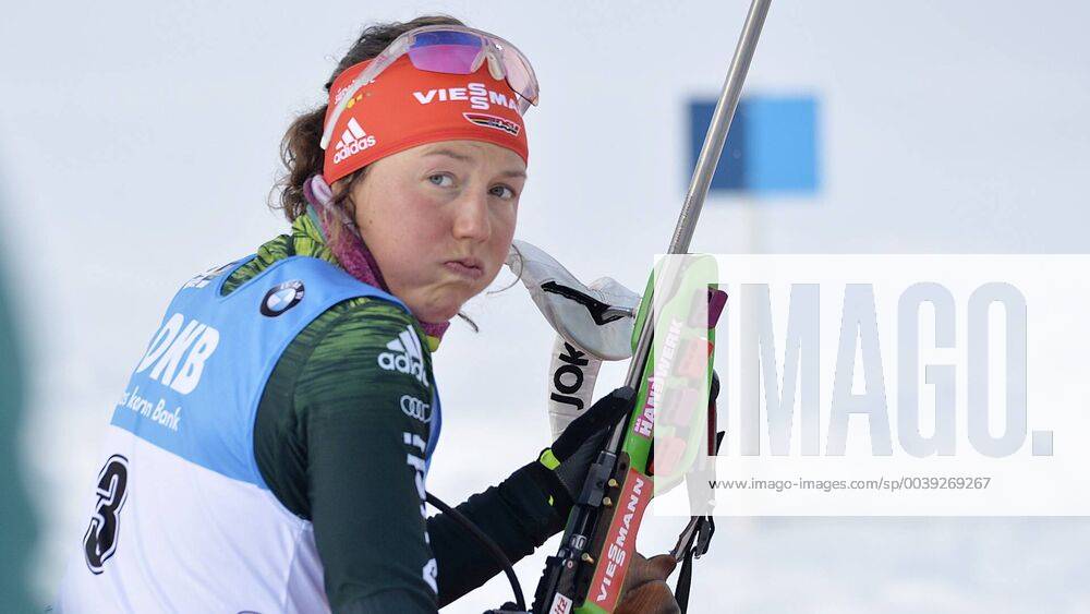 Biathlon World Championships in Östersund Sweden Pursuing the women 10 03 2019 Laura Dahlmeier Germany shooting before the womens pursuit race at the Biathlon World Championships in Östersund Sweden 10 03 2019 Östersund Jämtland Sweden Biathlon Stadium