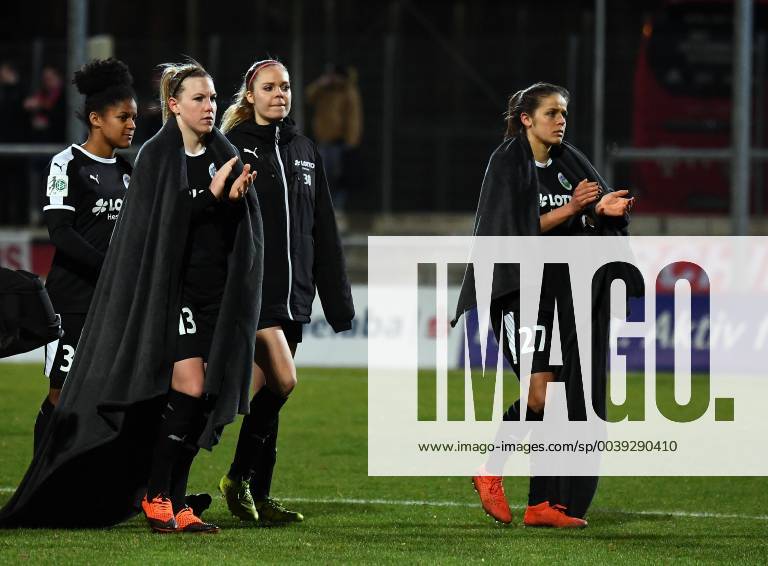 Football DFB Cup 1 4 Final 1 FFC Frankfurt FC Bayern Munich v l Shekiera Martinez 1 FFC Frankfurt Marith Priessen 1 FFC Frankfurt Janina Hechler 1 FFC Frankfurt Laura Feiersinger 1 FFC Frankfurt disappointed disappointed looking disappointed dissapointed thank you to the fans Frankfurt am Main