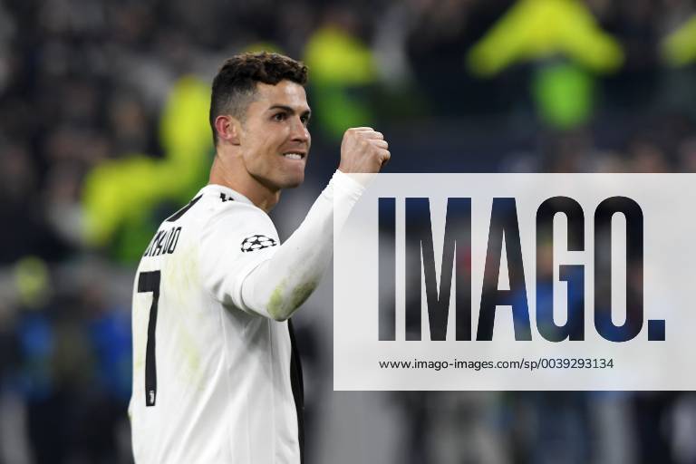12th March 2019, Allianz Stadium, Turin, Italy; UEFA Champions League football, round of 16th 2nd leg, Juventus versus Atletico Madrid; Cristiano Ronaldo of Juventus celebrates the victory for 3-0 over Atletico Madrid after scoring a hat trick ActionPlus12114108 PierpaoloxPiciucco